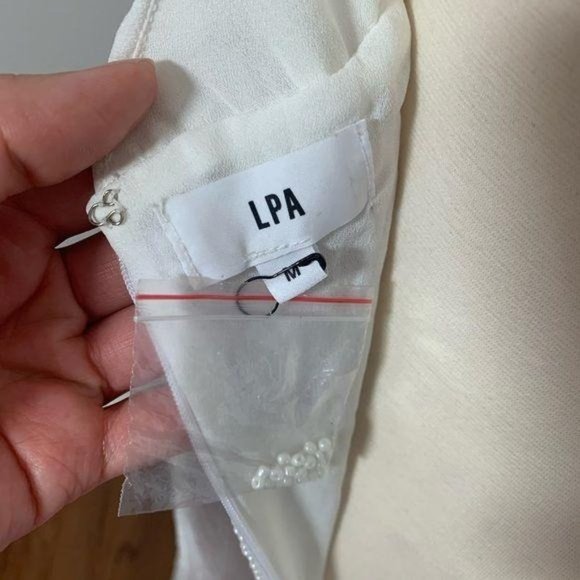 LPA Beaded Crossback Gown in Ivory Maxi Dress Revolve Low Back Size Medium Sz M - Picture 5 of 9